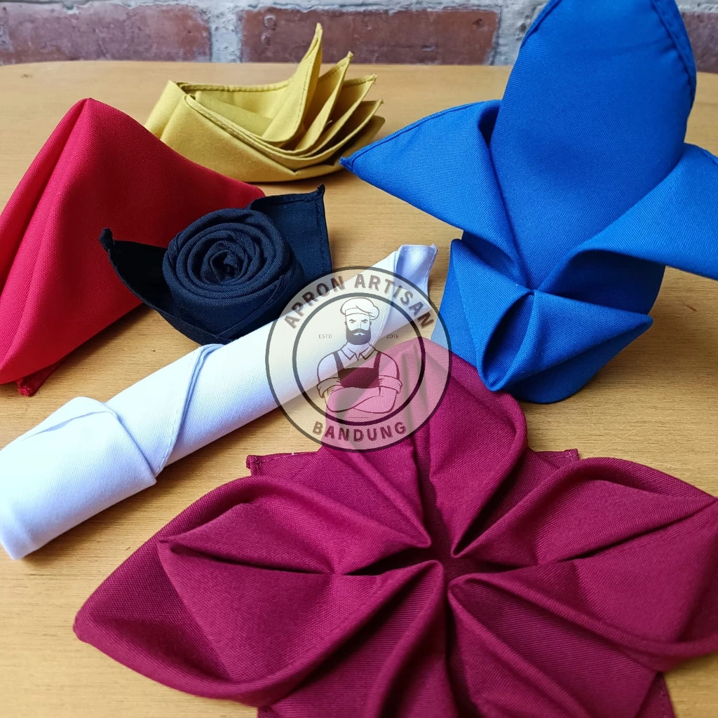 Serbet Napkin Lap Polos Ukuran 36cm x 36cm untuk Hotel Restoran Cafe Rumah Makan