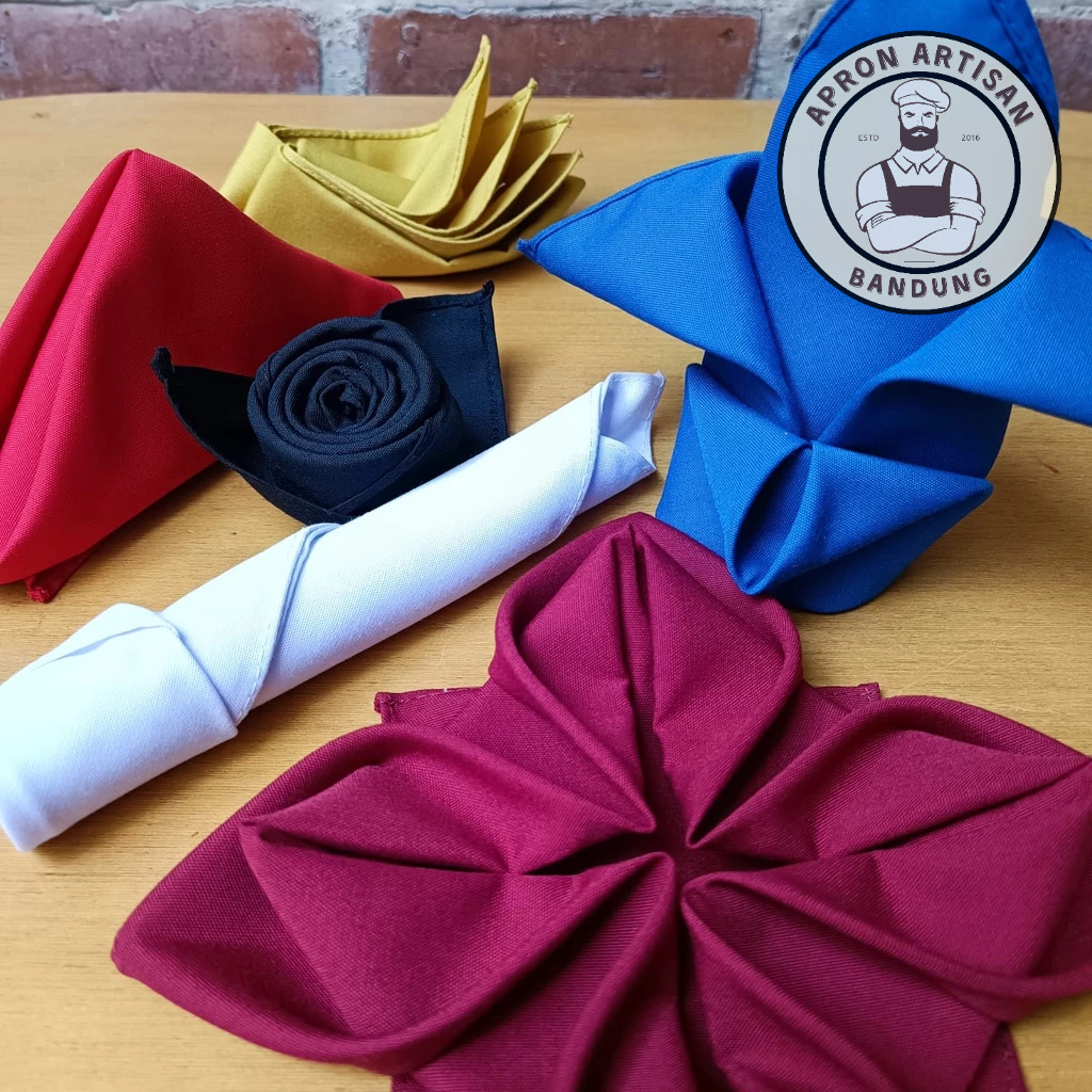 Serbet Napkin Lap Polos Ukuran 48cm x 48cm untuk Hotel Restoran Cafe Rumah Makan